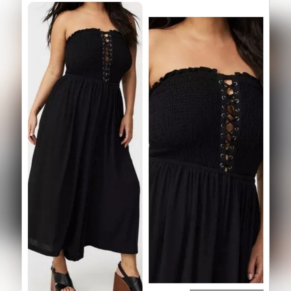 🆕️BLACK LACE UP CULOTTE SWIM JUMPSUIT COVER UP
